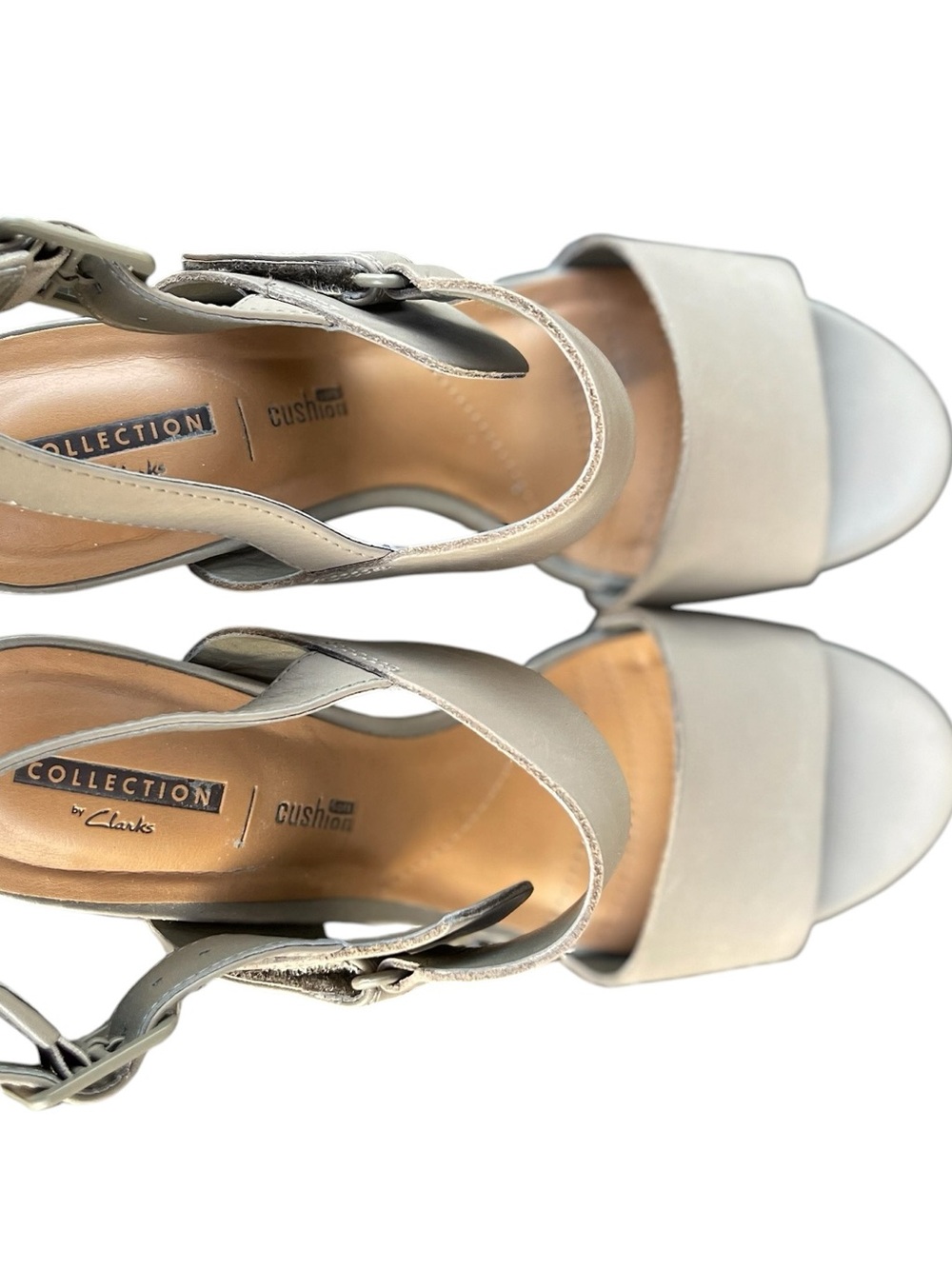 Clarks Women's Light Gray Open-Toe Ankle Strap Sandals